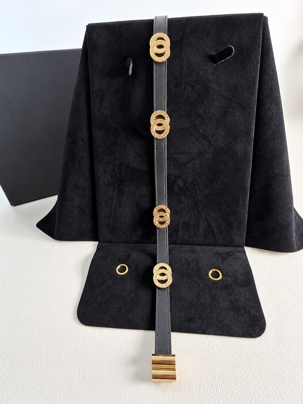 Auth Vintage BVLGARI Doppio Tondo Black Leather Wrap Choker/Bracelet Gold Plate